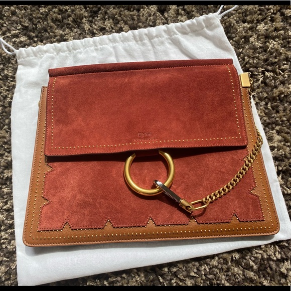 Chloe Handbags - CHLOE Medium Faye Bag in Brown Suede and Leather